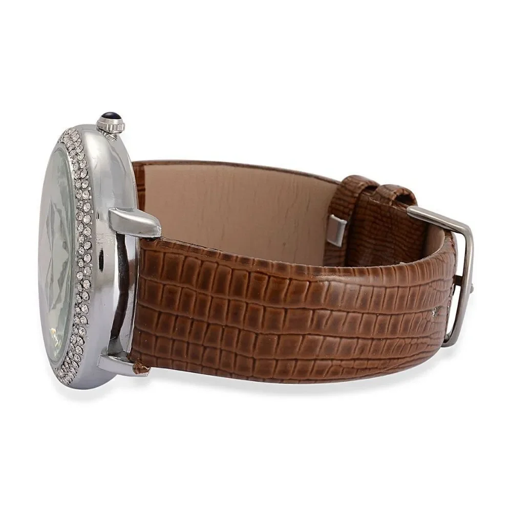 STRADA Watch Austrian Crystal Brown